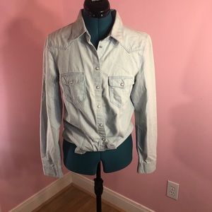 Chambray/Denim Snap Button Down from H&M